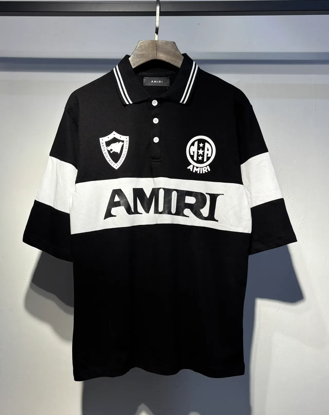 Amiri Color-Blocked Football-Inspired Logo Polo Shirt 7