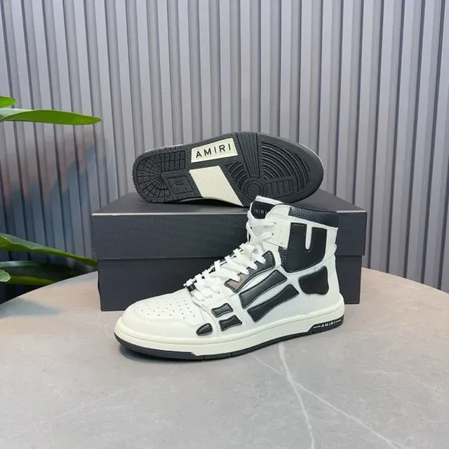Amiri Skel Top High Off-White and Black حذاء أسلوب الحياة 5