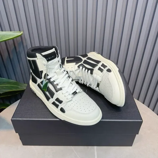 Amiri Skel Top High Off-White and Black حذاء أسلوب الحياة 6