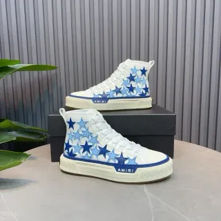 Amiri Skel Top High White and Blue Star Embroidered Lifestyle Sneakers