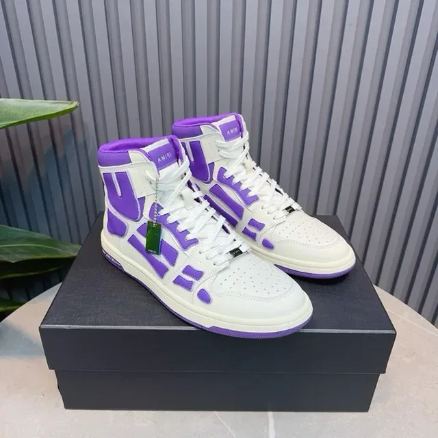 Amiri Skel Top sneakers lifestyle hautes blanches et violettes 5