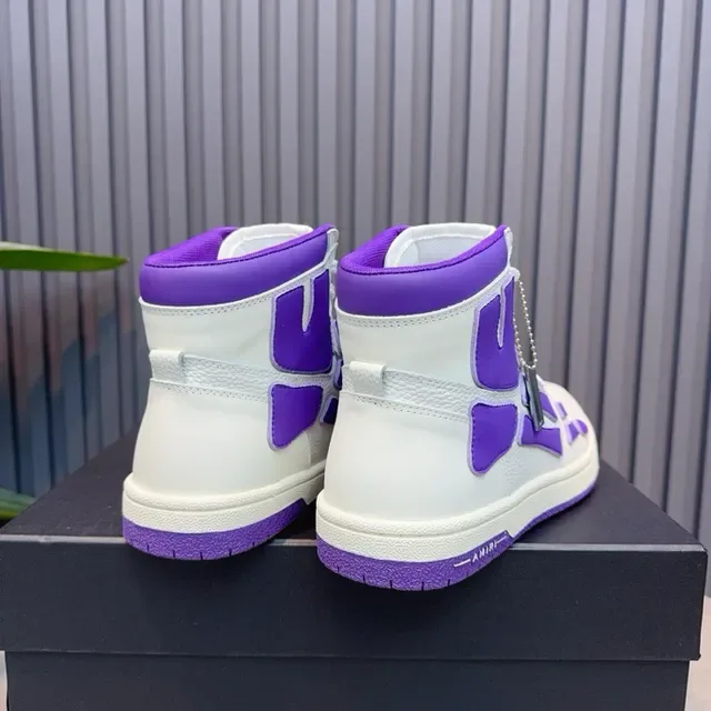 Amiri Skel Top sneakers lifestyle hautes blanches et violettes 6