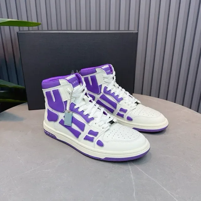 Amiri Skel Top sneakers lifestyle hautes blanches et violettes 7
