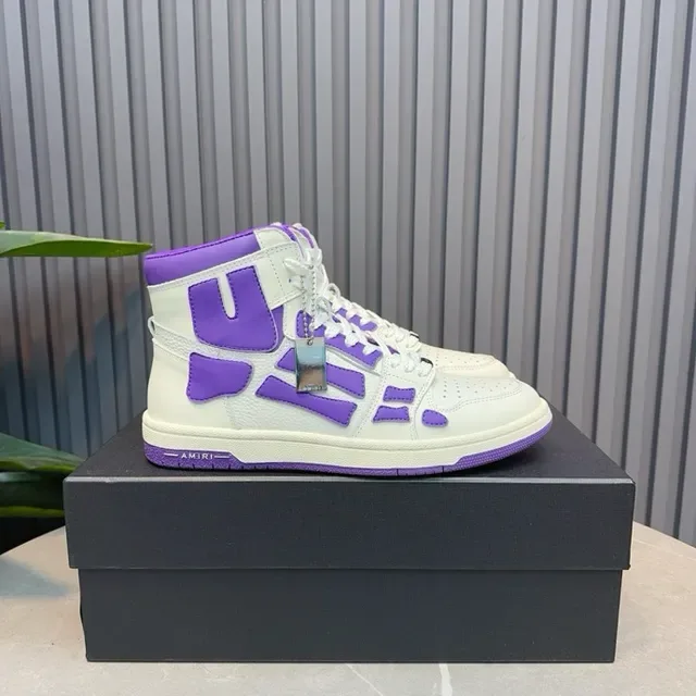 Amiri Skel Top sneakers lifestyle hautes blanches et violettes 8