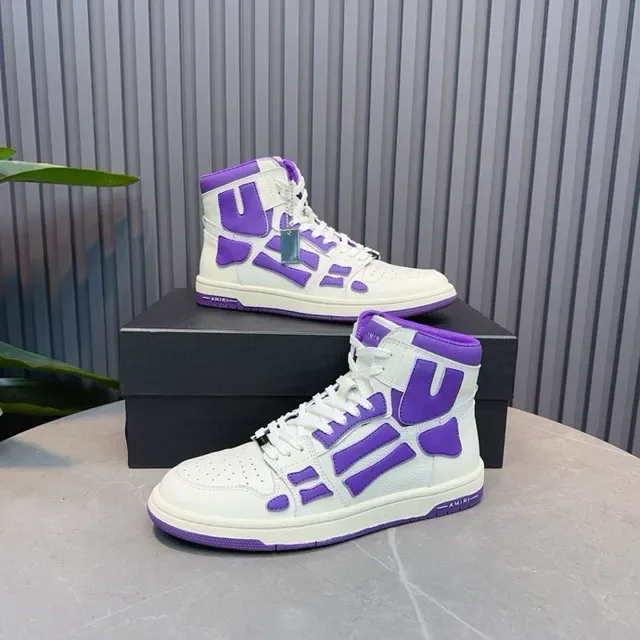 Amiri Skel Top sneakers lifestyle hautes blanches et violettes 9