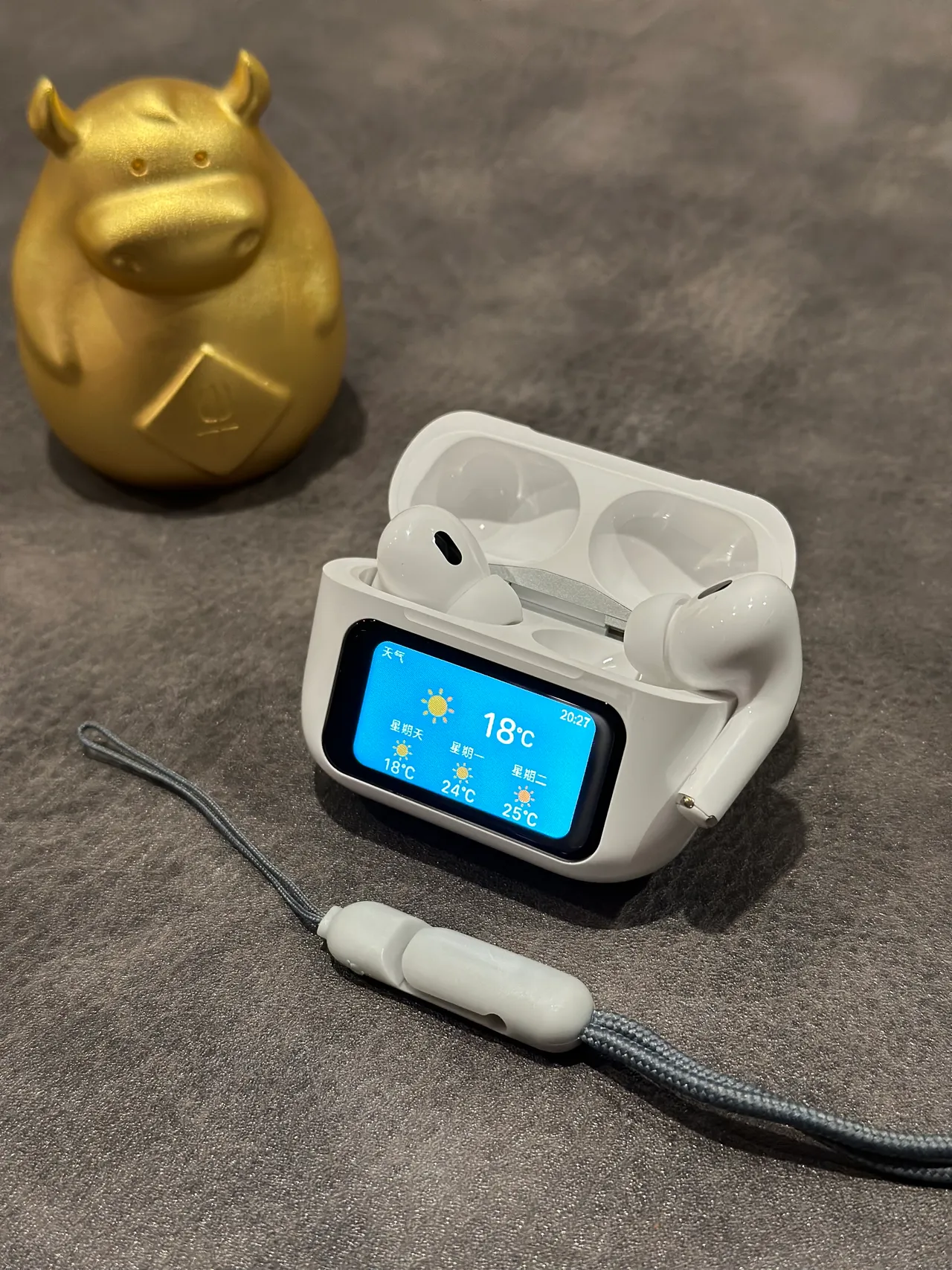 Apple AirPods Pro White Gray Matte Finish Integrated Color Display TWS Earbuds 2