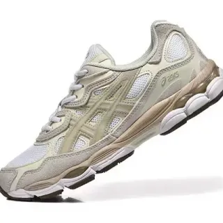 ASICS Beige Brown Layered Synthetic Cage Breathable Mesh Panels Lifestyle Sneakers
