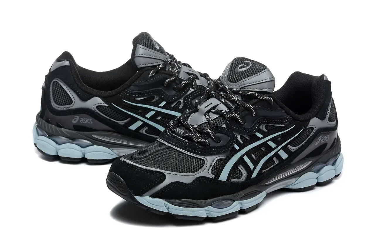 ASICS Black Blue Mesh And Suede Upper Asymmetrical Lacing System Running Shoes 3