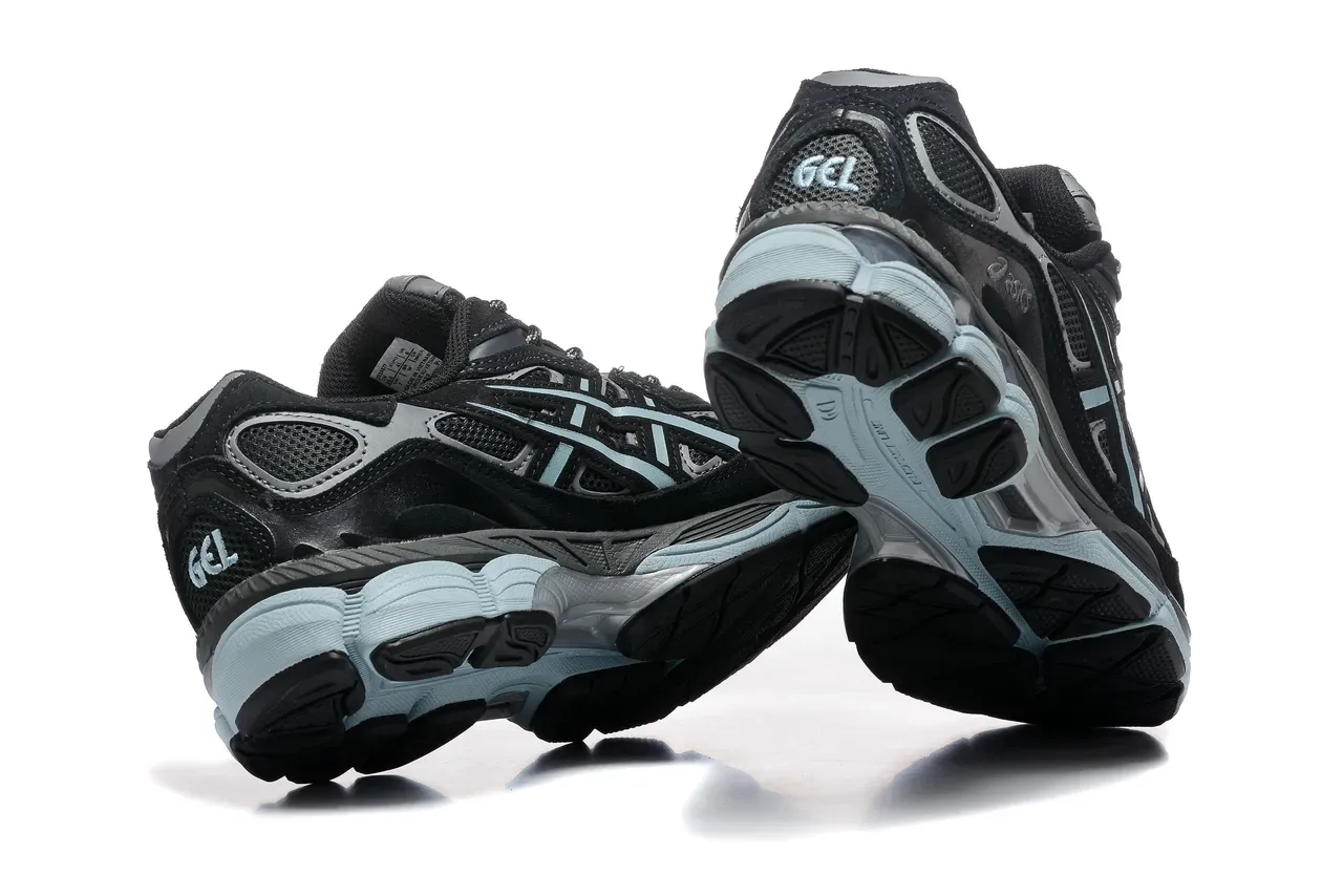 ASICS Black Blue Mesh And Suede Upper Asymmetrical Lacing System Running Shoes 4