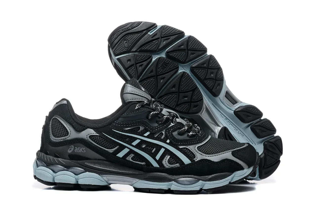 ASICS Black Blue Mesh And Suede Upper Asymmetrical Lacing System Running Shoes 5
