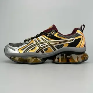 ASICS Black Gold Mesh And Synthetic Overlay Upper Visible Gel Cushioning Pods Running Shoes