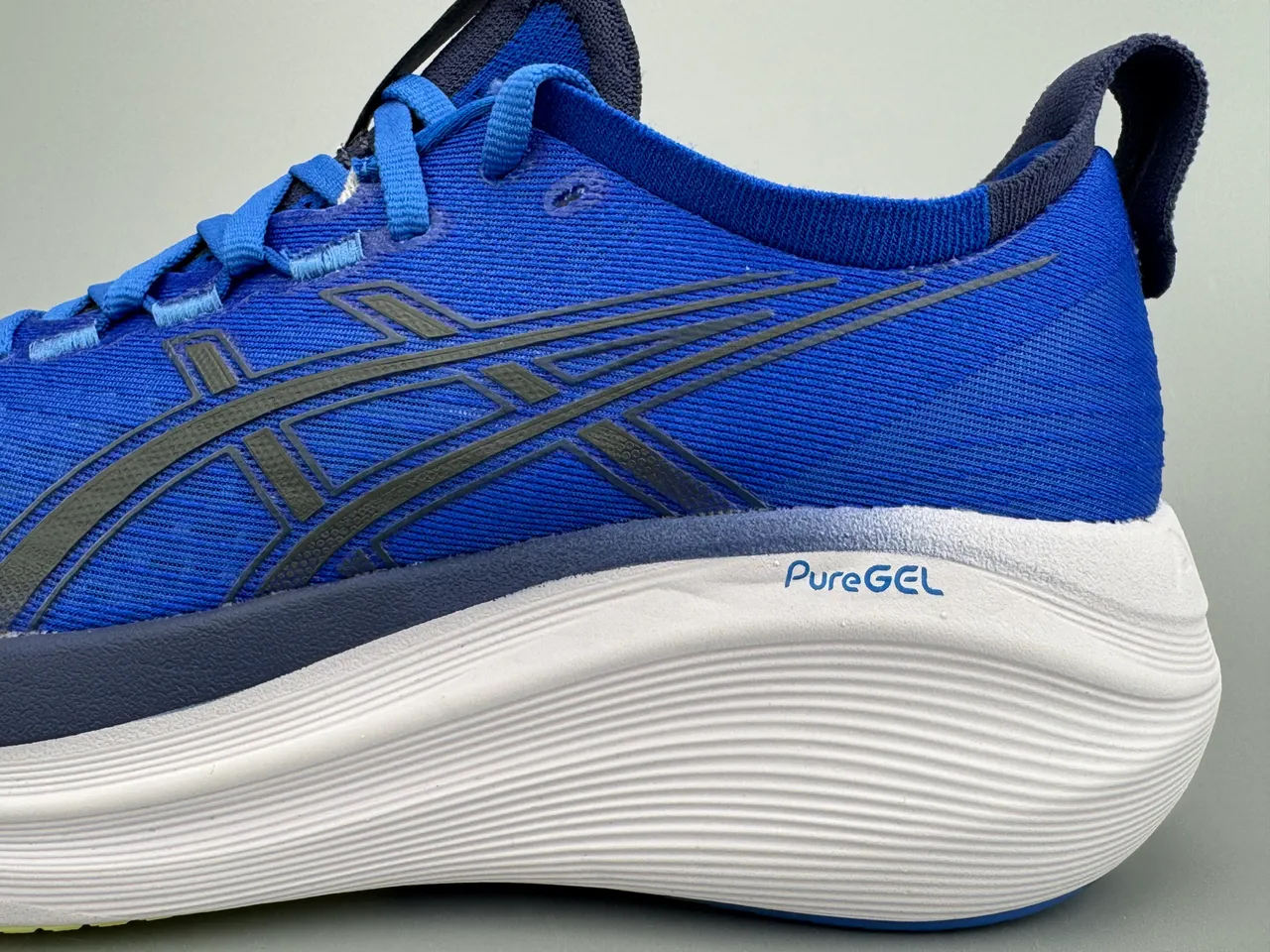 ASICS Blue White Engineered Knit Upper Rockered Midsole Running Shoes 3