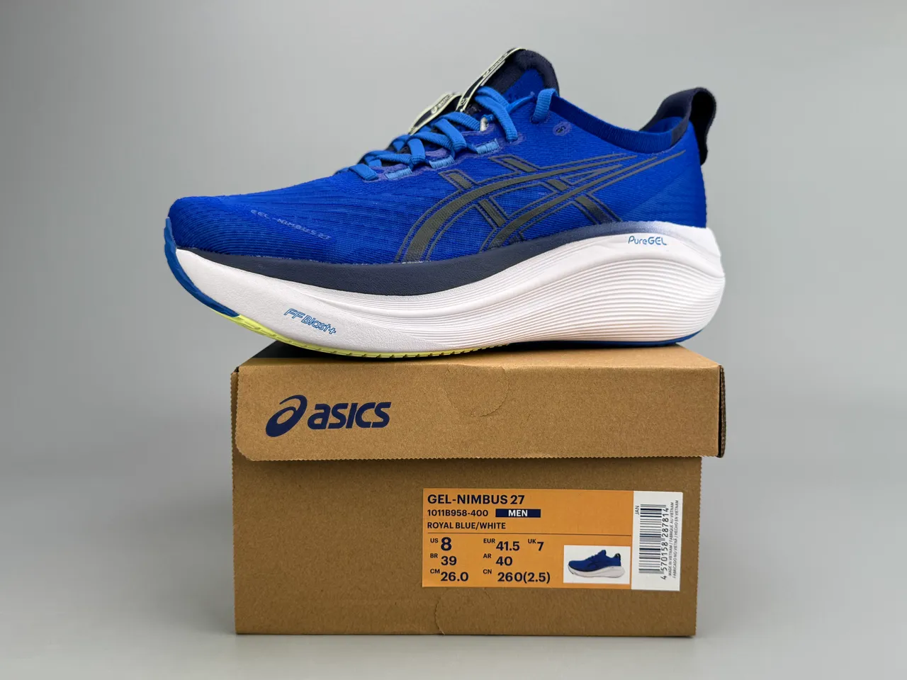 ASICS Blue White Engineered Knit Upper Rockered Midsole Running Shoes 10