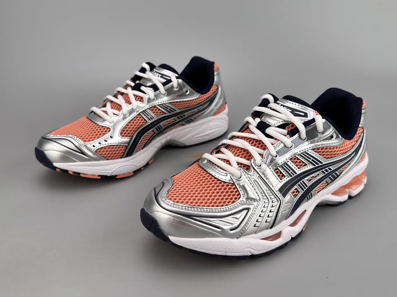 ASICS Gel-Kayano 14 Silver Peach Navy tênis de corrida 7