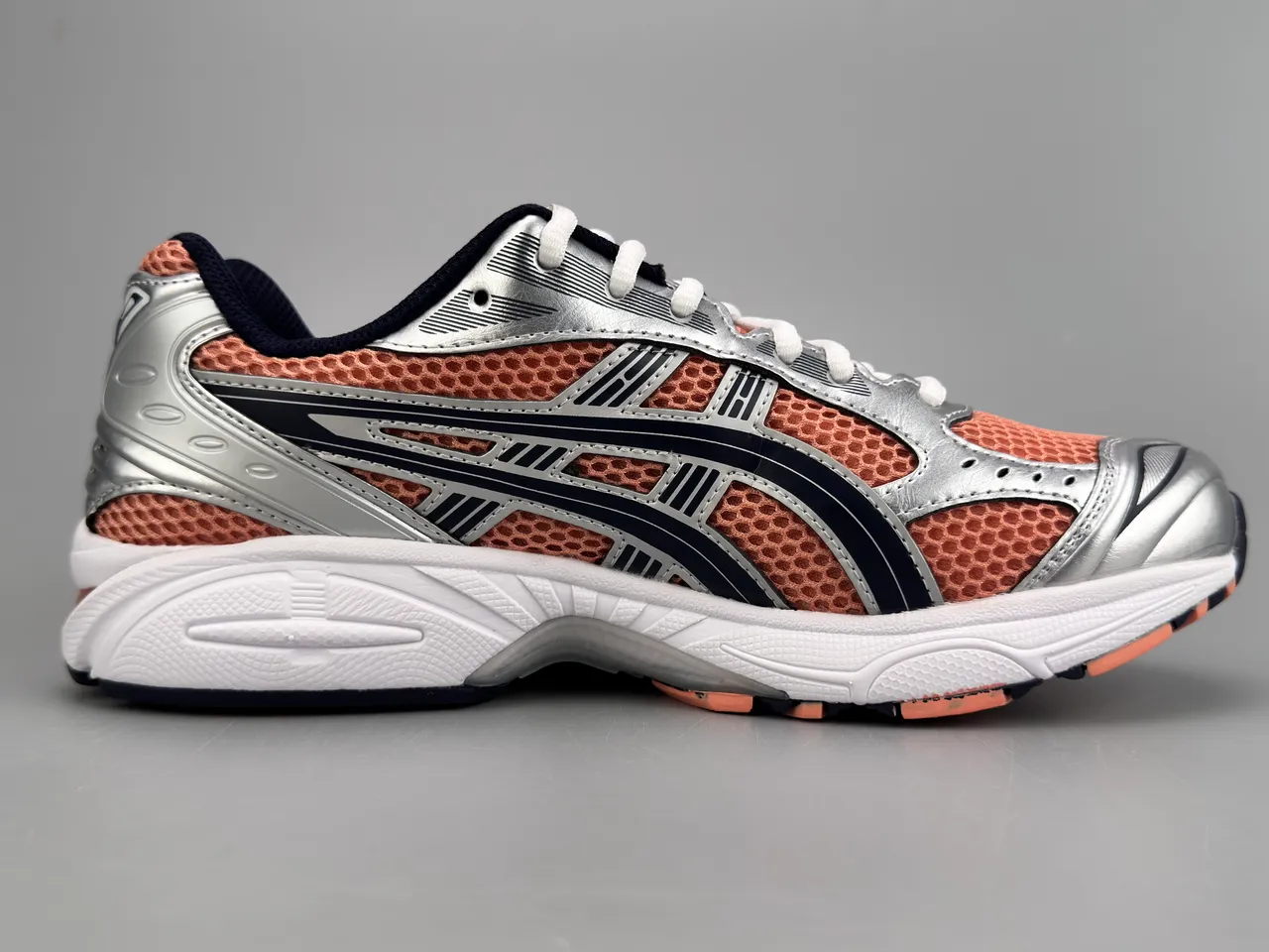 ASICS Gel-Kayano 14 Silver Peach Navy tênis de corrida 10