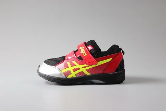 ASICS Red Black Velcro Strap Closure Synthetic/mesh Upper Lifestyle Sneakers 3