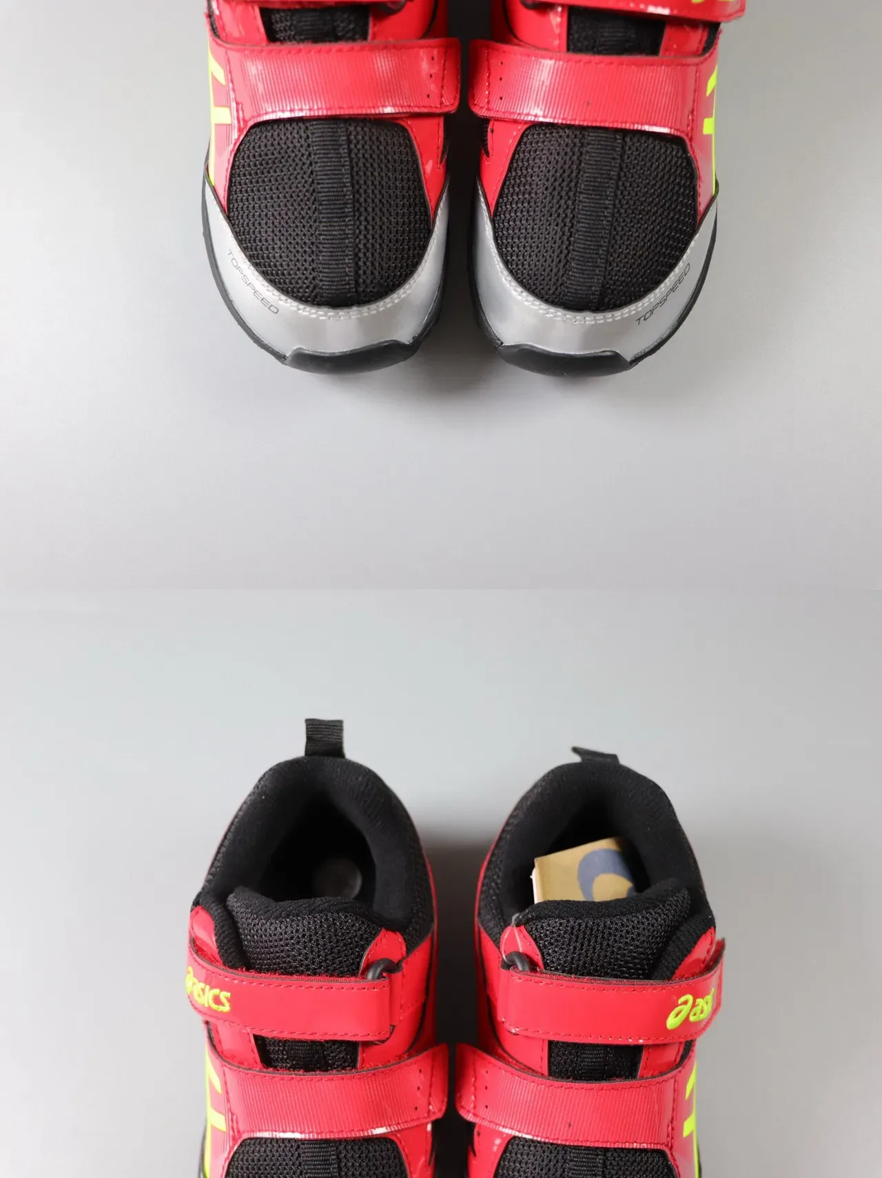 ASICS Red Black Velcro Strap Closure Synthetic/mesh Upper Lifestyle Sneakers 7