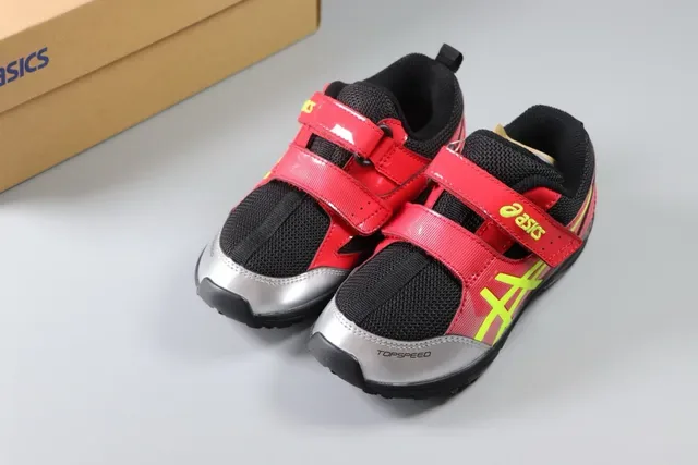 ASICS Red Black Velcro Strap Closure Synthetic/mesh Upper Lifestyle Sneakers 10