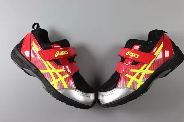 ASICS Red Black Velcro Strap Closure Synthetic/mesh Upper Lifestyle Sneakers 11