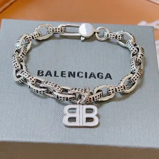 Balenciaga BB سوار سلاسل مينا بلون فضي