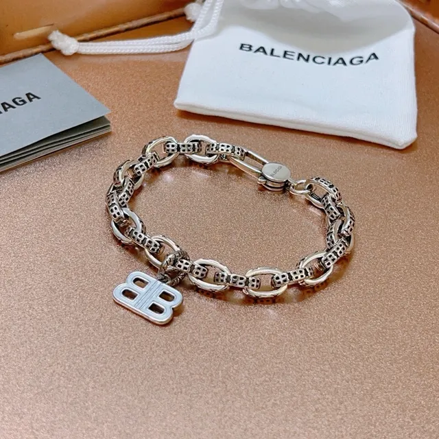 Balenciaga BB Bracelet Silver-Tone Enamel Chain Bracelet 2