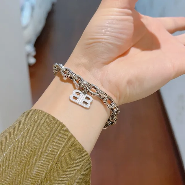 Balenciaga BB Bracelet Silver-Tone Enamel Chain Bracelet 5