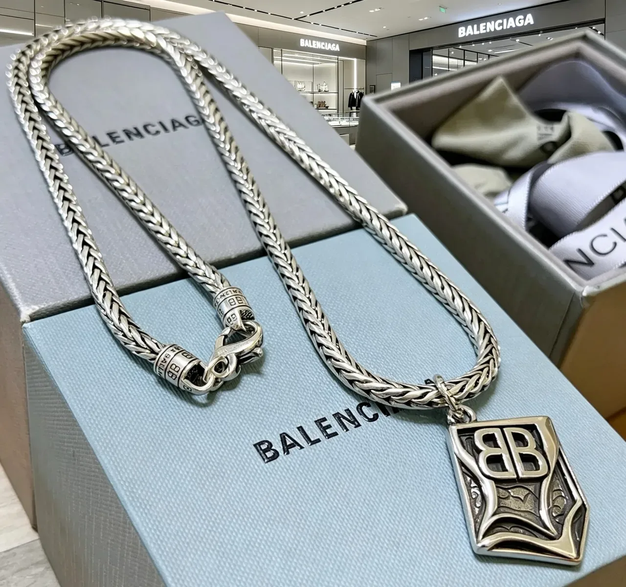 Balenciaga BB Chain Collier Argent Métal 6