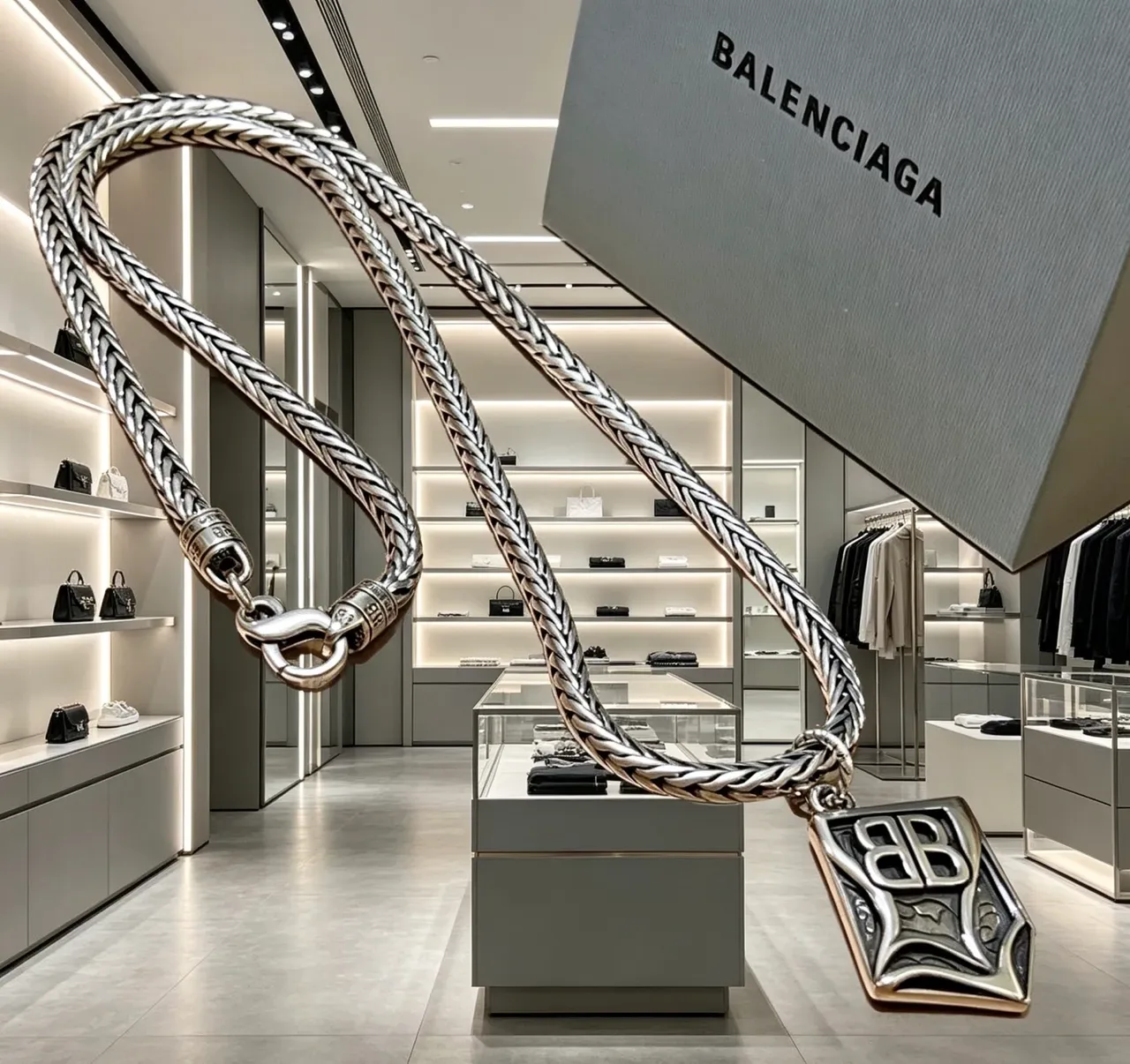 Balenciaga BB Chain Collier Argent Métal 7