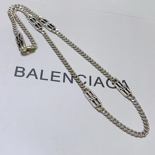 Balenciaga BB Chain Silver-Tone Curb Necklace 4