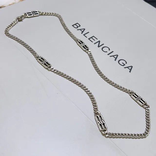 Balenciaga BB Chain Silver-Tone Curb Necklace 6