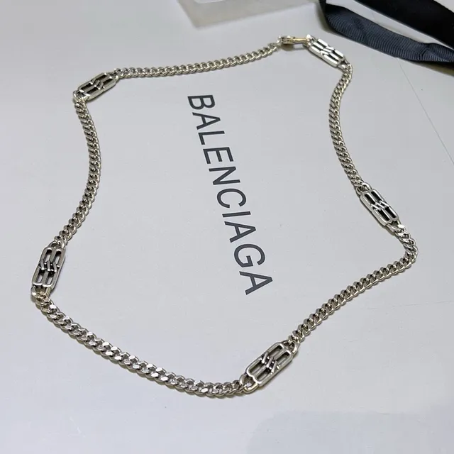 Balenciaga BB Chain Silver-Tone Curb Necklace 7
