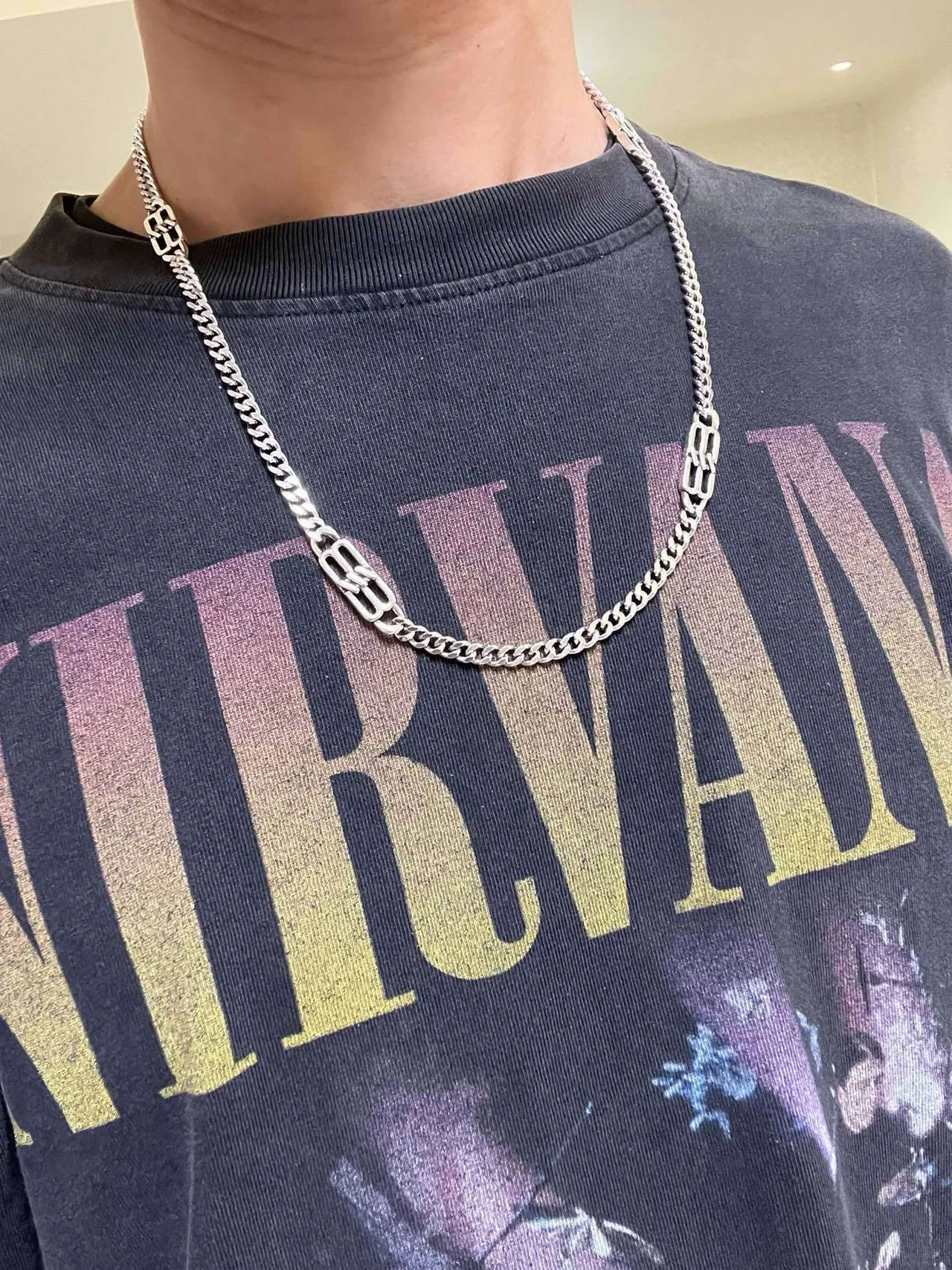 Balenciaga BB Chain Silver-Tone Curb Necklace 8