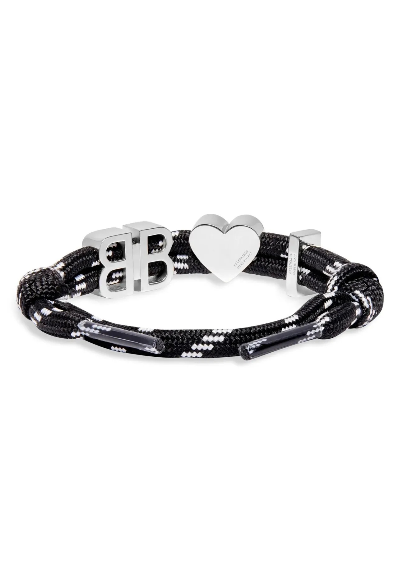 Balenciaga BB Heart pulseira de corda preta e branca 8