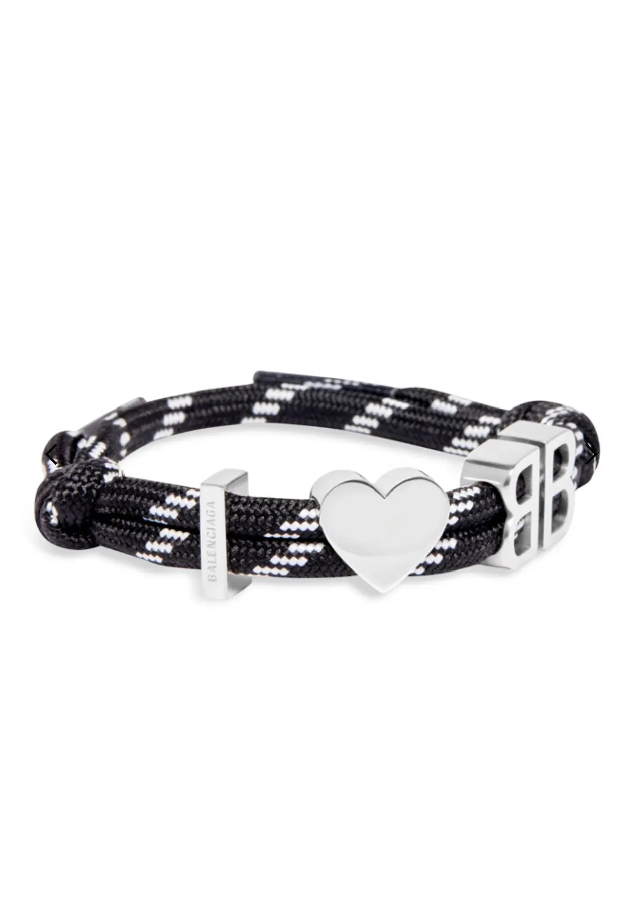 Balenciaga BB Heart pulseira de corda preta e branca 9
