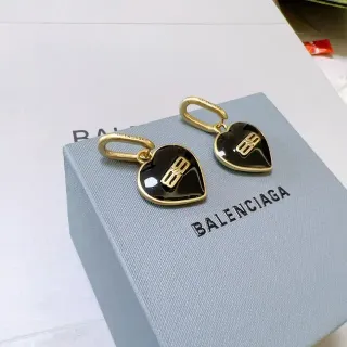 Balenciaga BB Logo Corazón Esmaltado Pendientes