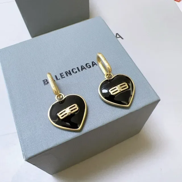 Balenciaga BB Logo Coração Brincos de Esmalte 2
