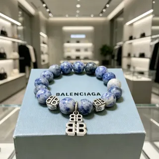 Balenciaga BB Motif أزرق فضي مرصع بحجر ماربل سوار