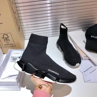 Balenciaga أسود أبيض Sock-Fit Knit Upper Sculpted Multi-Part Sole Lifestyle Sneakers