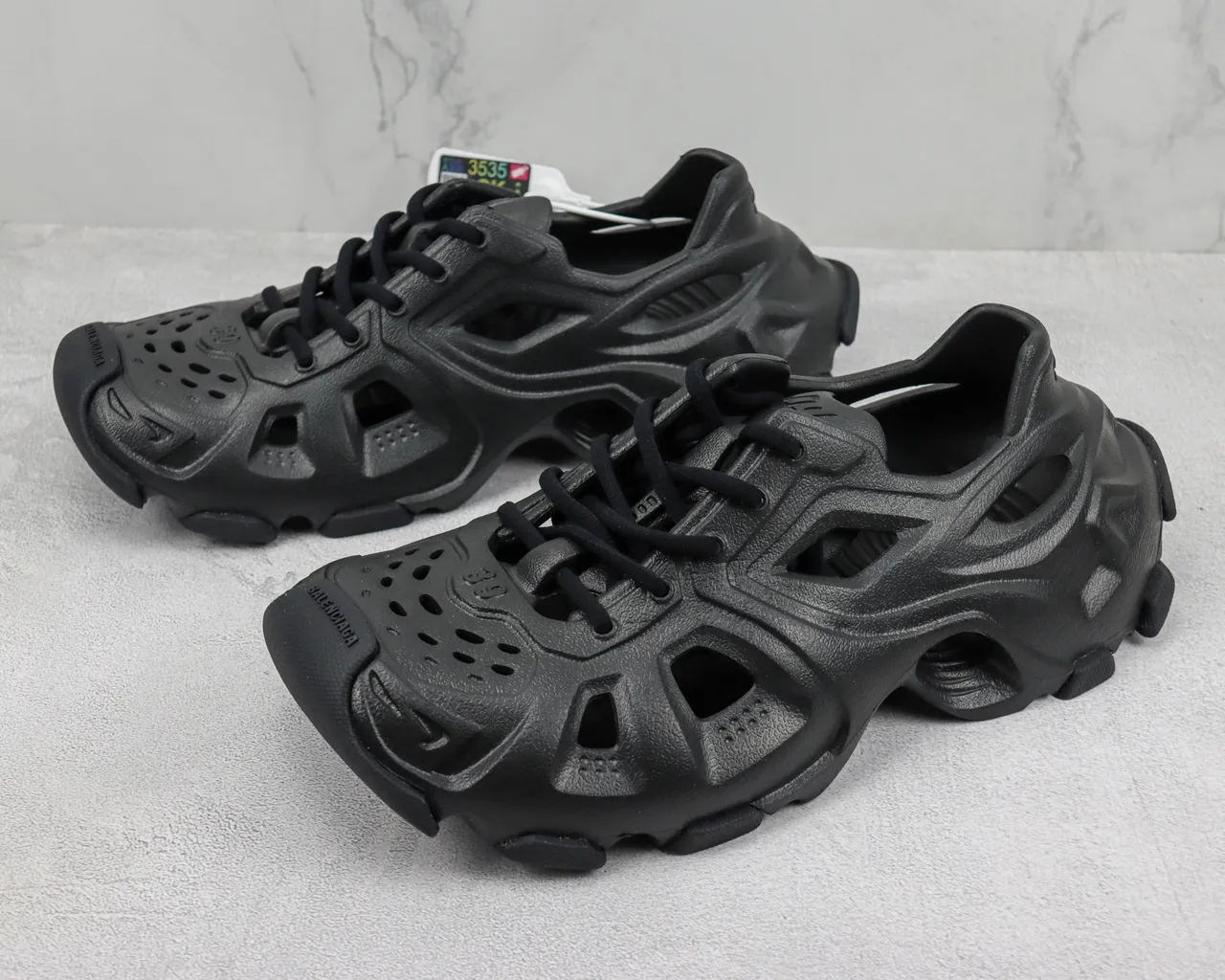 Balenciaga Defender Black Monolithic Rubber Chunky Sneaker 4