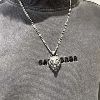 Balenciaga Embroidered Logo Heather Gray Ribbed Crewneck Sweater
