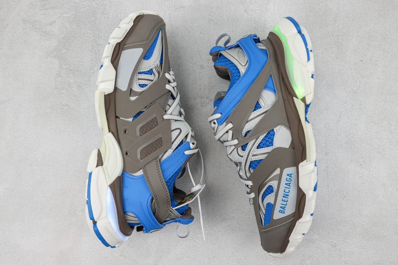 Balenciaga Gray Blue Open Cage Upper Layered Multi-Density Sole Chunky Sneakers 2