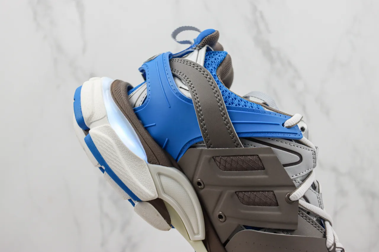 Balenciaga Gray Blue Open Cage Upper Layered Multi-Density Sole Chunky Sneakers 5