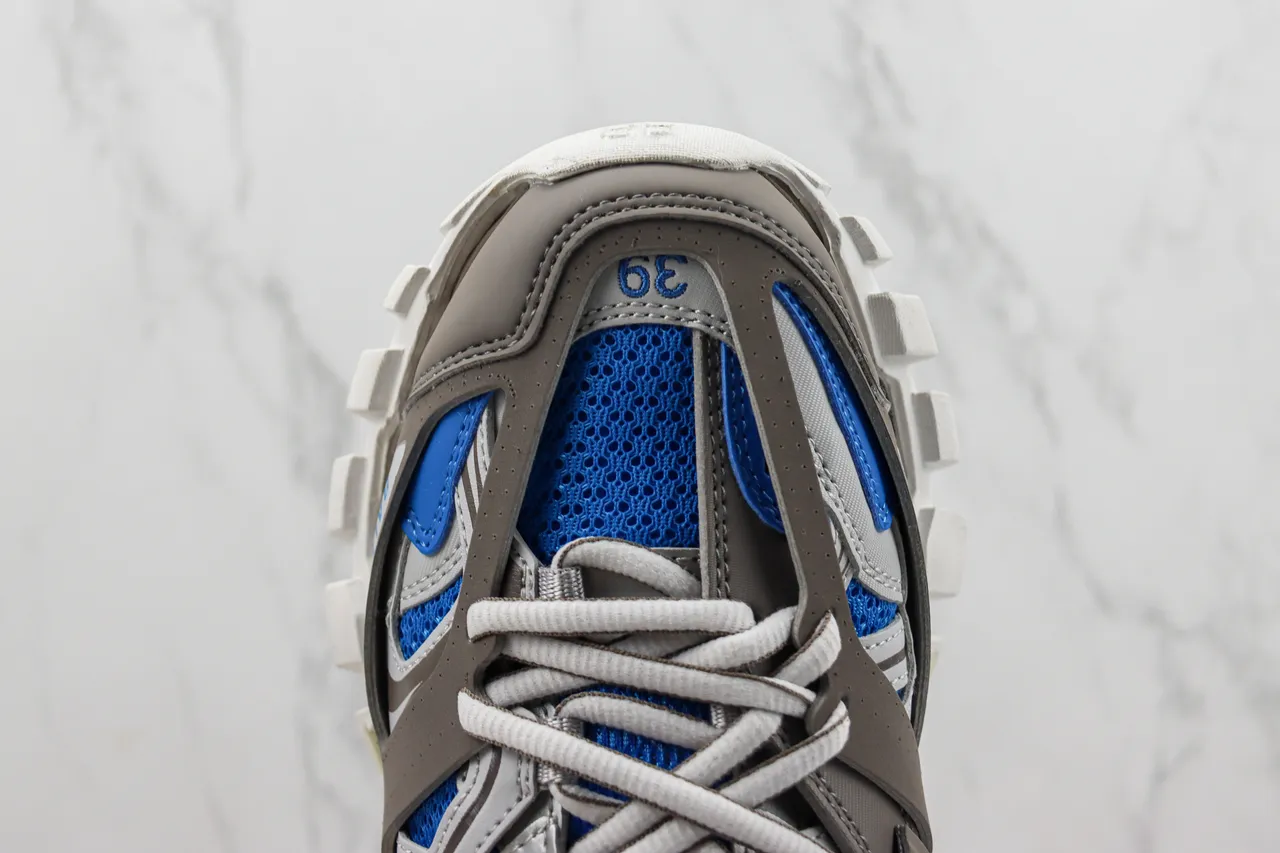 Balenciaga Gray Blue Open Cage Upper Layered Multi-Density Sole Chunky Sneakers 6