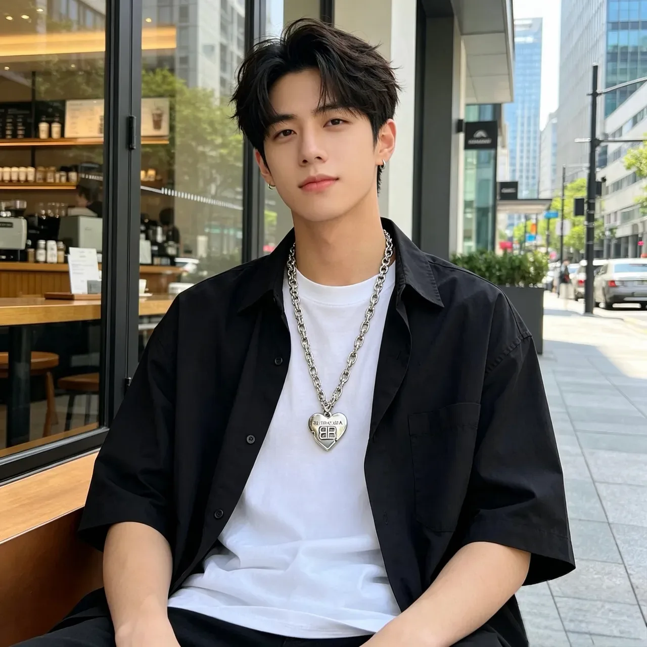 Balenciaga pendentif cœur argent chaîne curb chunky 2