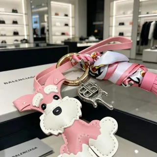 Balenciaga Pink White Leather Dog Silhouette Two-Tone Handbag