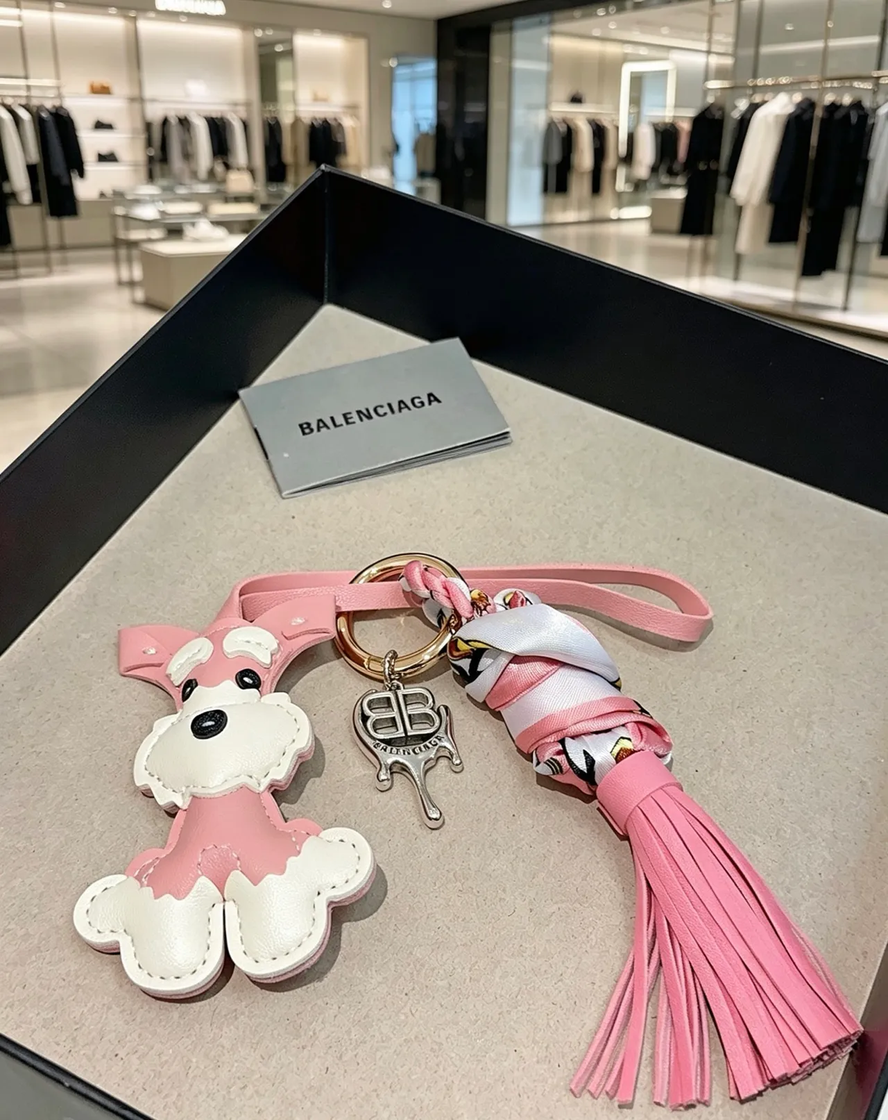 Balenciaga Pink White Leather Dog Silhouette Two-Tone Handbag 2