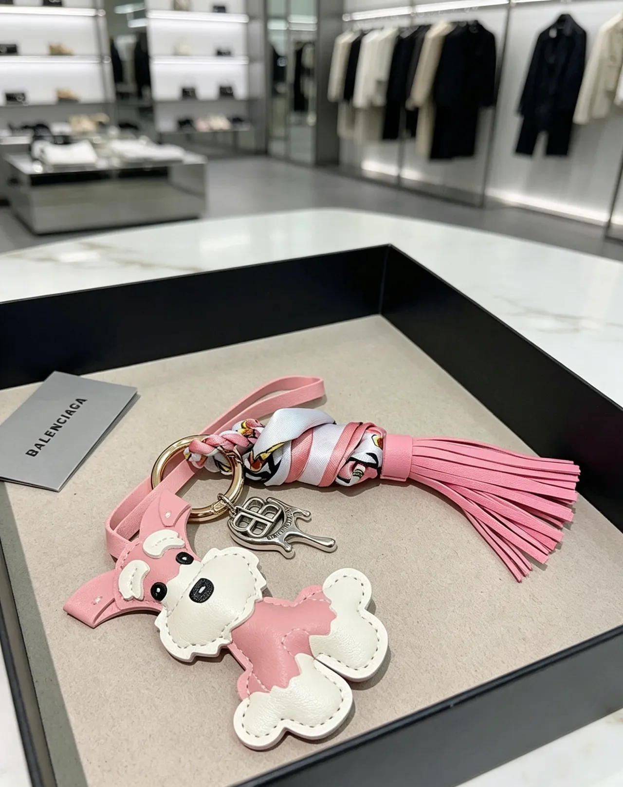 Balenciaga Pink White Leather Dog Silhouette Two-Tone Handbag 4