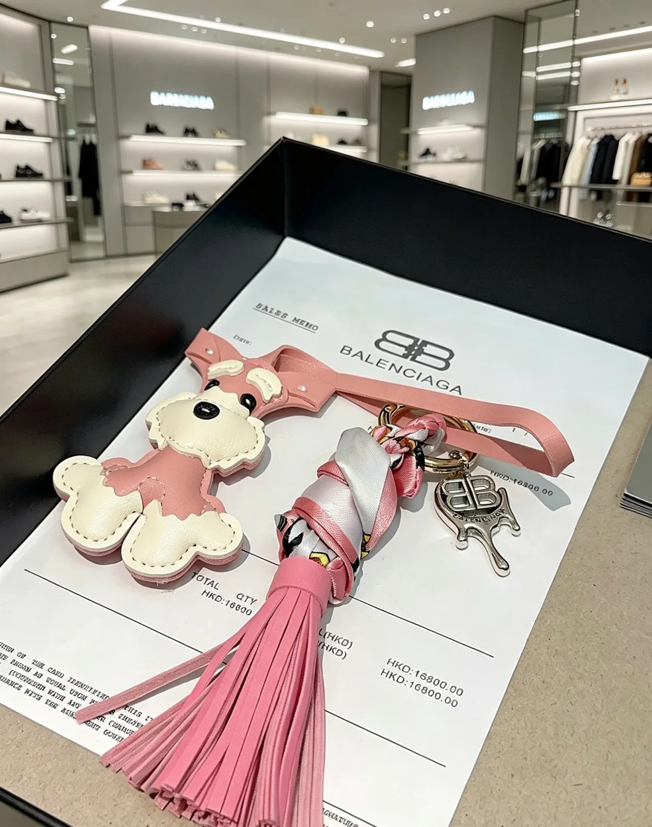 Balenciaga Pink White Leather Dog Silhouette Two-Tone Handbag 5