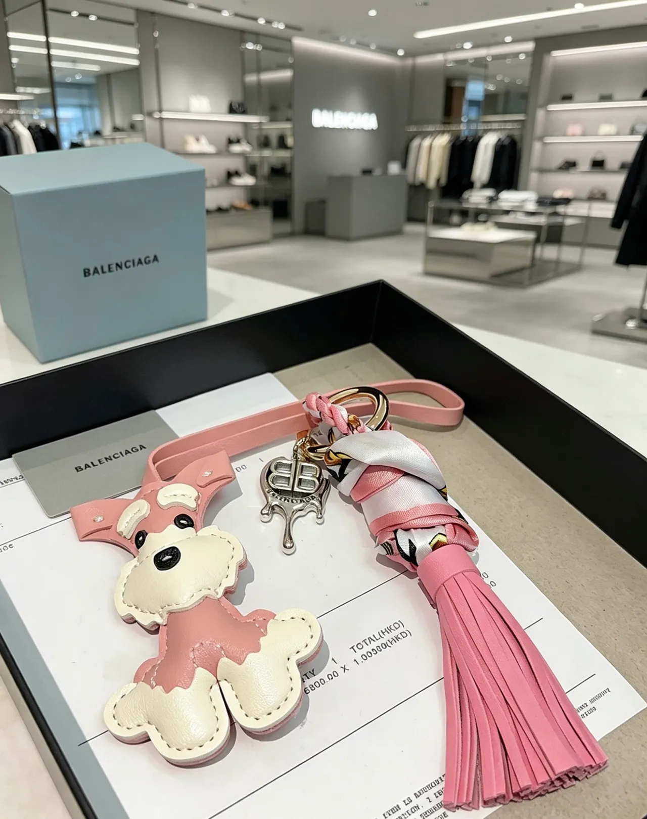 Balenciaga Pink White Leather Dog Silhouette Two-Tone Handbag 6