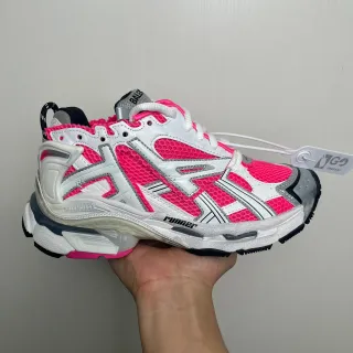 Balenciaga Zapatillas Chunky Rosa Blanco Oversized Cage Overlay Textura de Panal en Suela Media